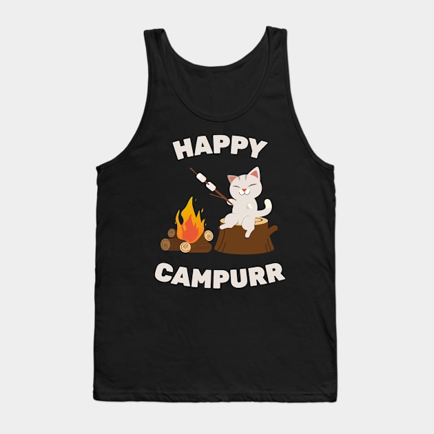 Happy Camper - Funny Camping Cat Tank Top by sqwear